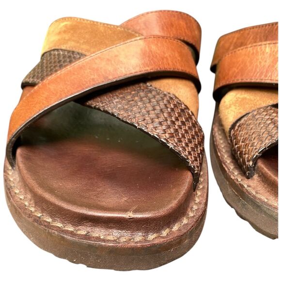 FRYE Andrew Strap Slide Sandals Men’s 10.5 Brown Leather & Suede EUC w/ Bag main image 7